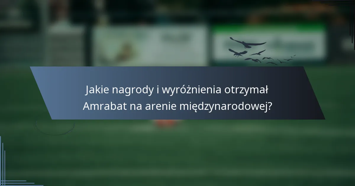Jakie nagrody i wyróżnienia otrzymał Amrabat na arenie międzynarodowej?